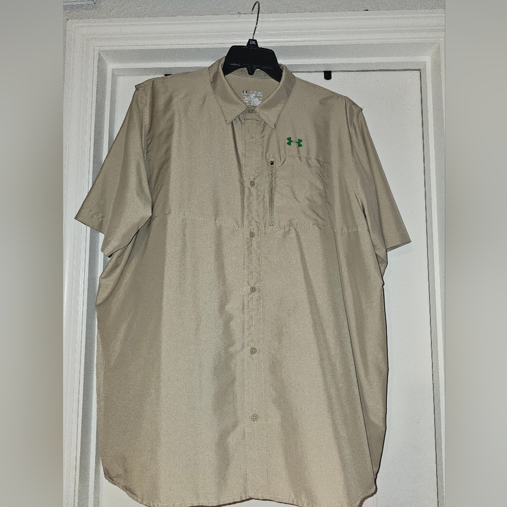 Under Armour Men's Beige Shirt with Green Accent